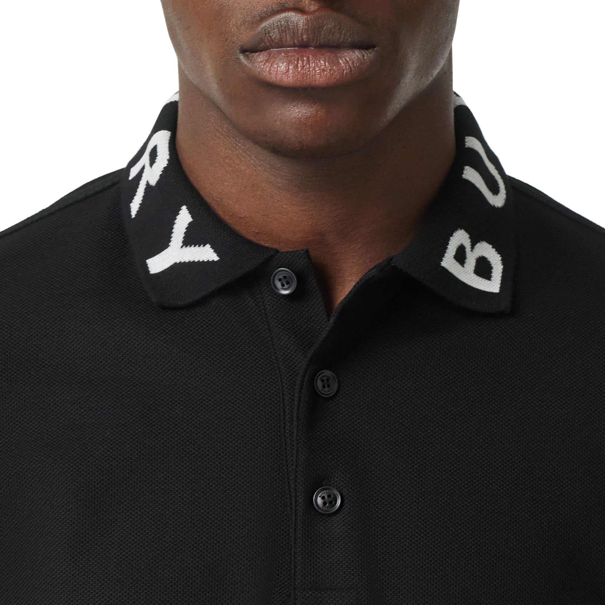 Polo à logo en intarsia - Black