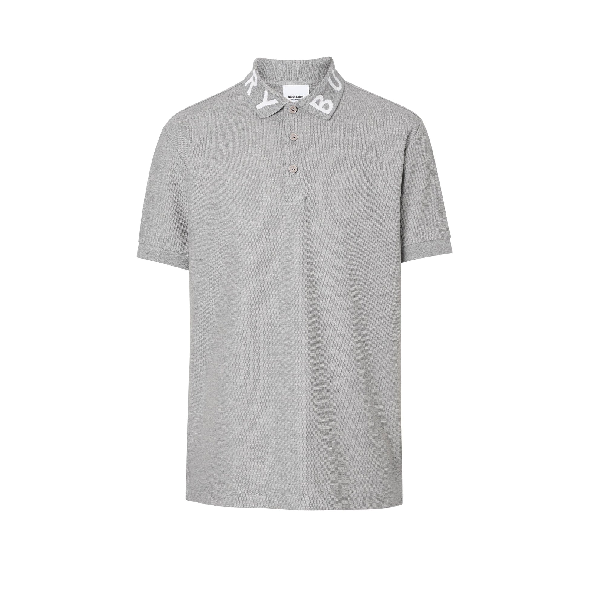 Polo à logo en intarsia - Pale Grey Melange