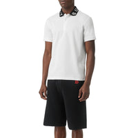 Polo à logo en intarsia - White