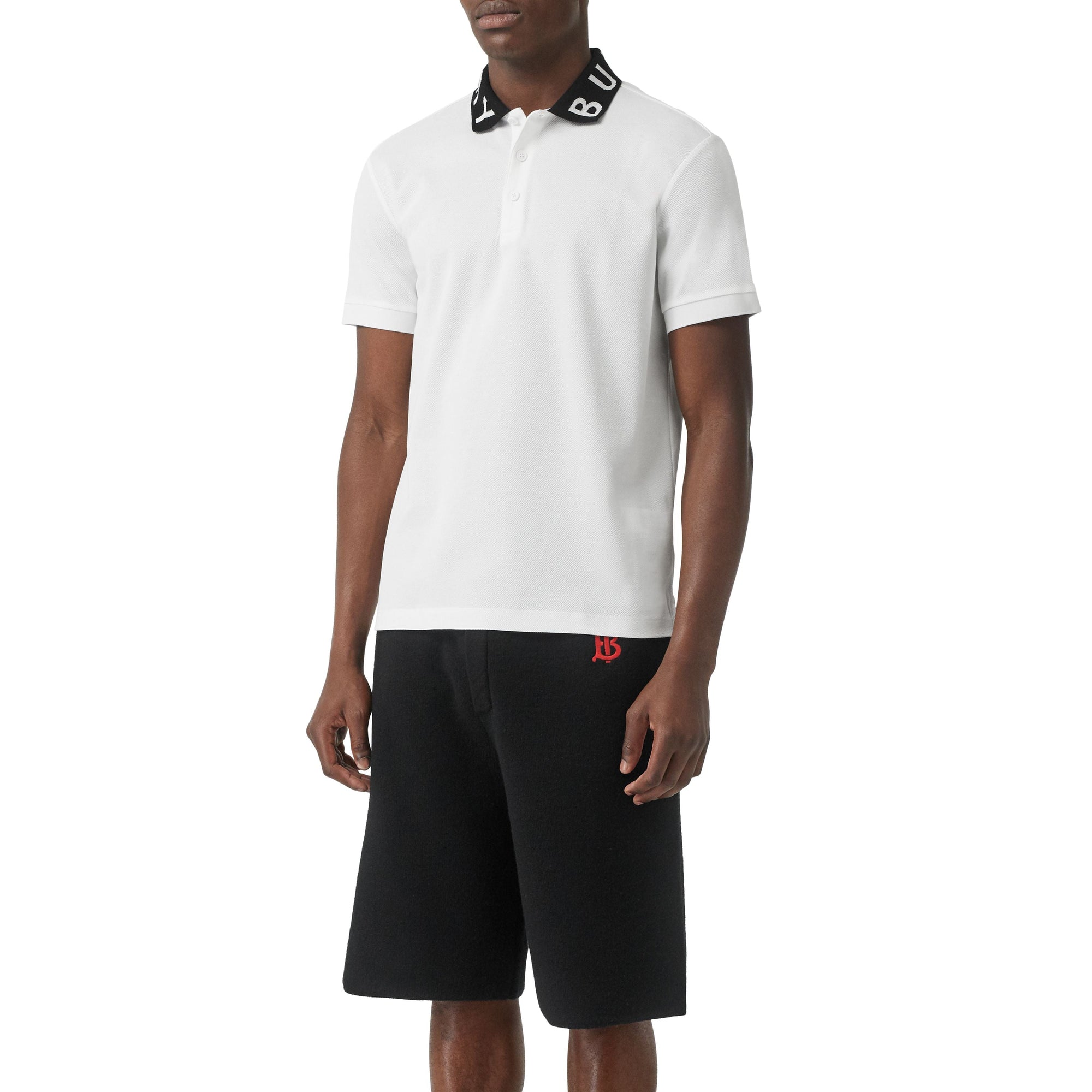 Polo à logo en intarsia - White