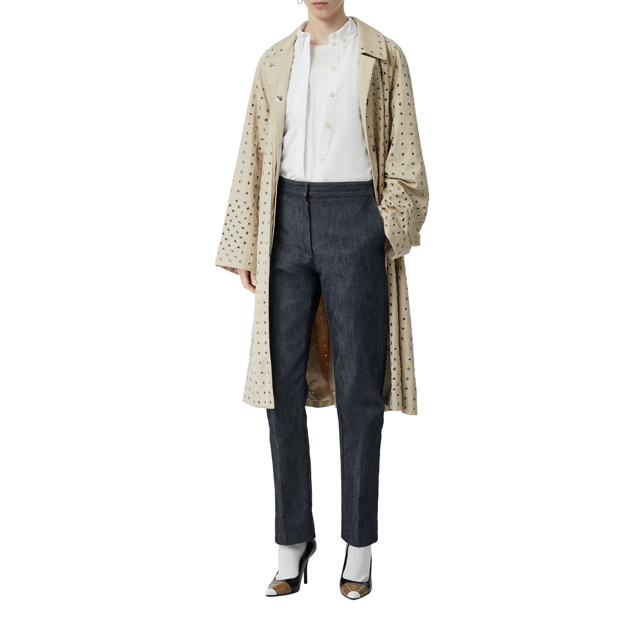 Chemise en coton Monogram à col boutonné - White