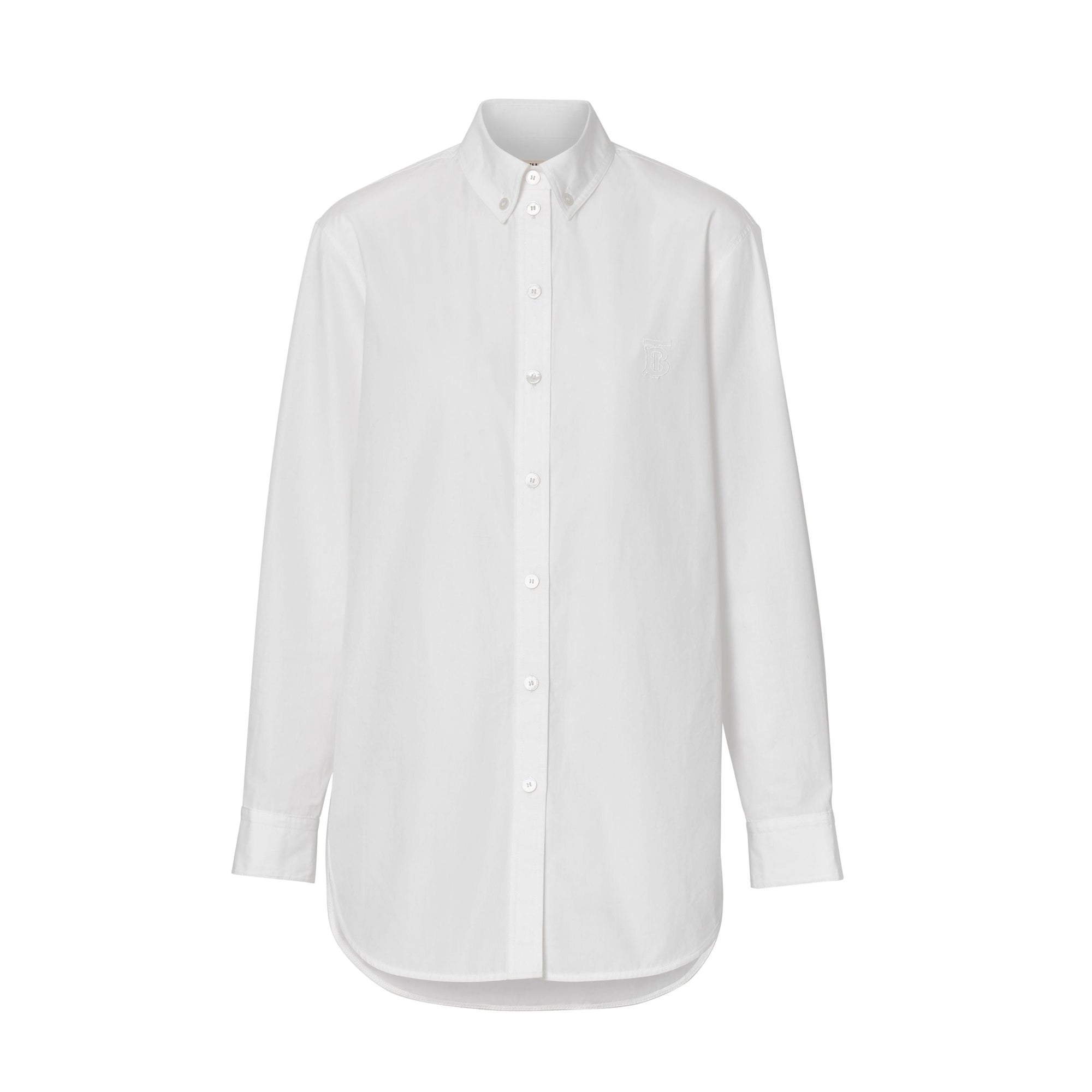Chemise en coton Monogram à col boutonné - White