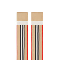 Foulard ultrafin en soie à rayures iconiques - Archive Beige