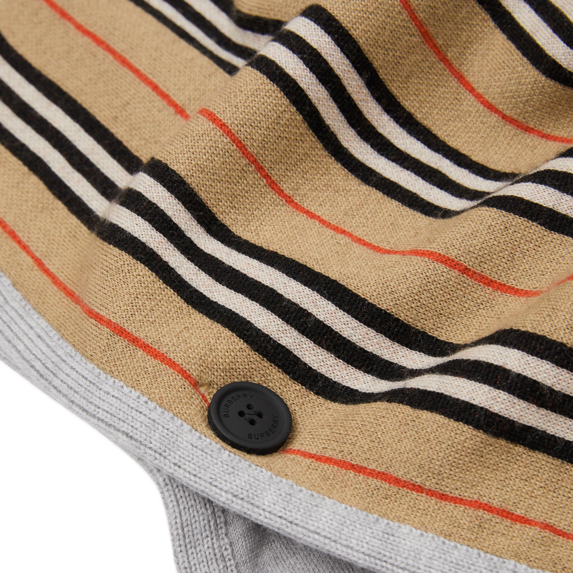 Poncho à capuche réversible en laine mérinos - Archive Beige
