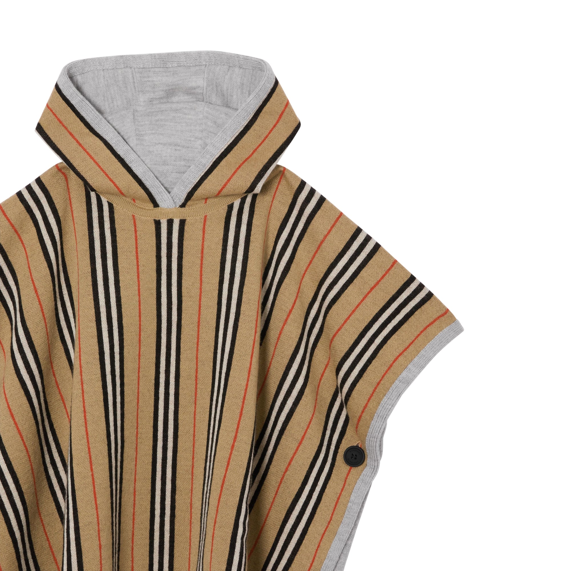 Poncho à capuche réversible en laine mérinos - Archive Beige