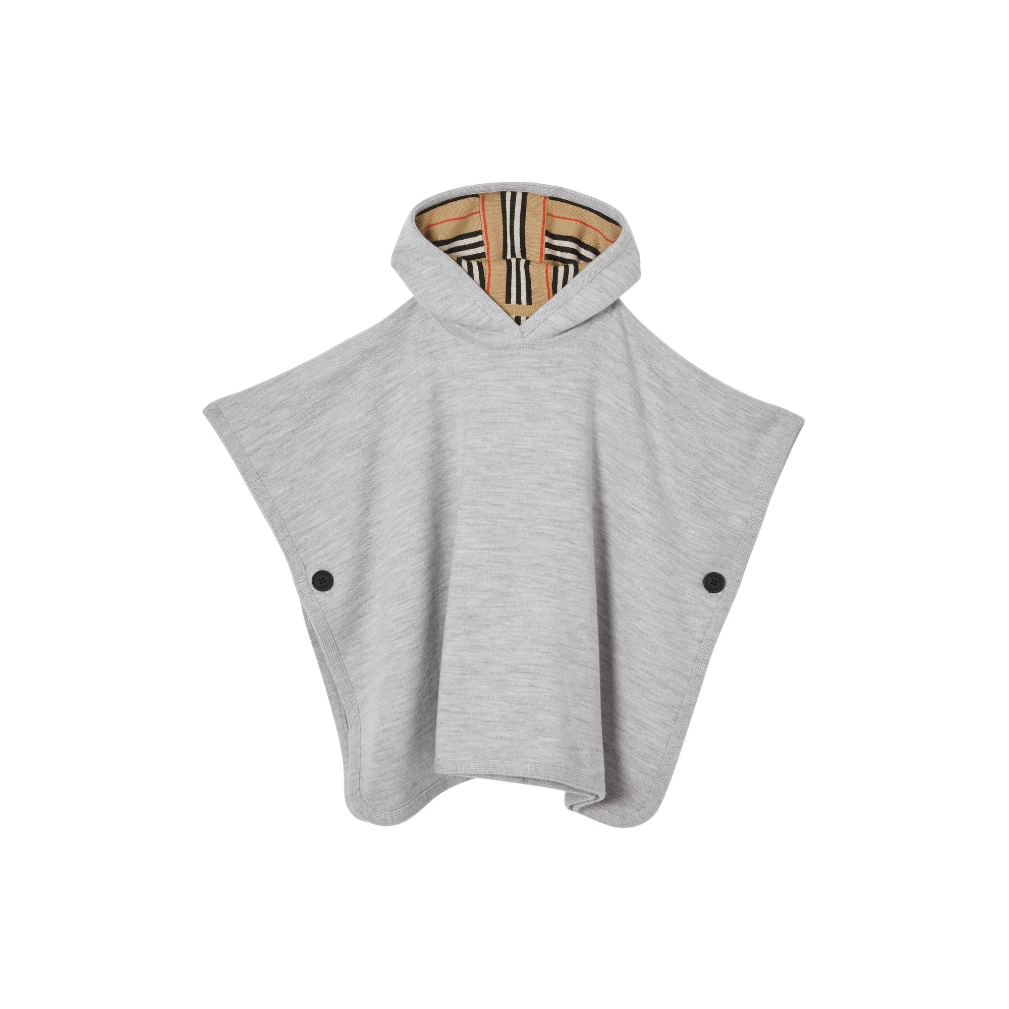Poncho à capuche réversible en laine mérinos - Archive Beige
