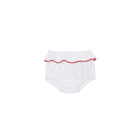 Robe et bloomer festonnés en coton extensible - White