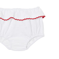 Robe et bloomer festonnés en coton extensible - White