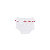 Robe et bloomer festonnés en coton extensible - White