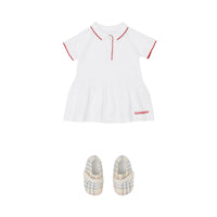 Robe et bloomer festonnés en coton extensible - White
