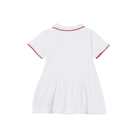 Robe et bloomer festonnés en coton extensible - White