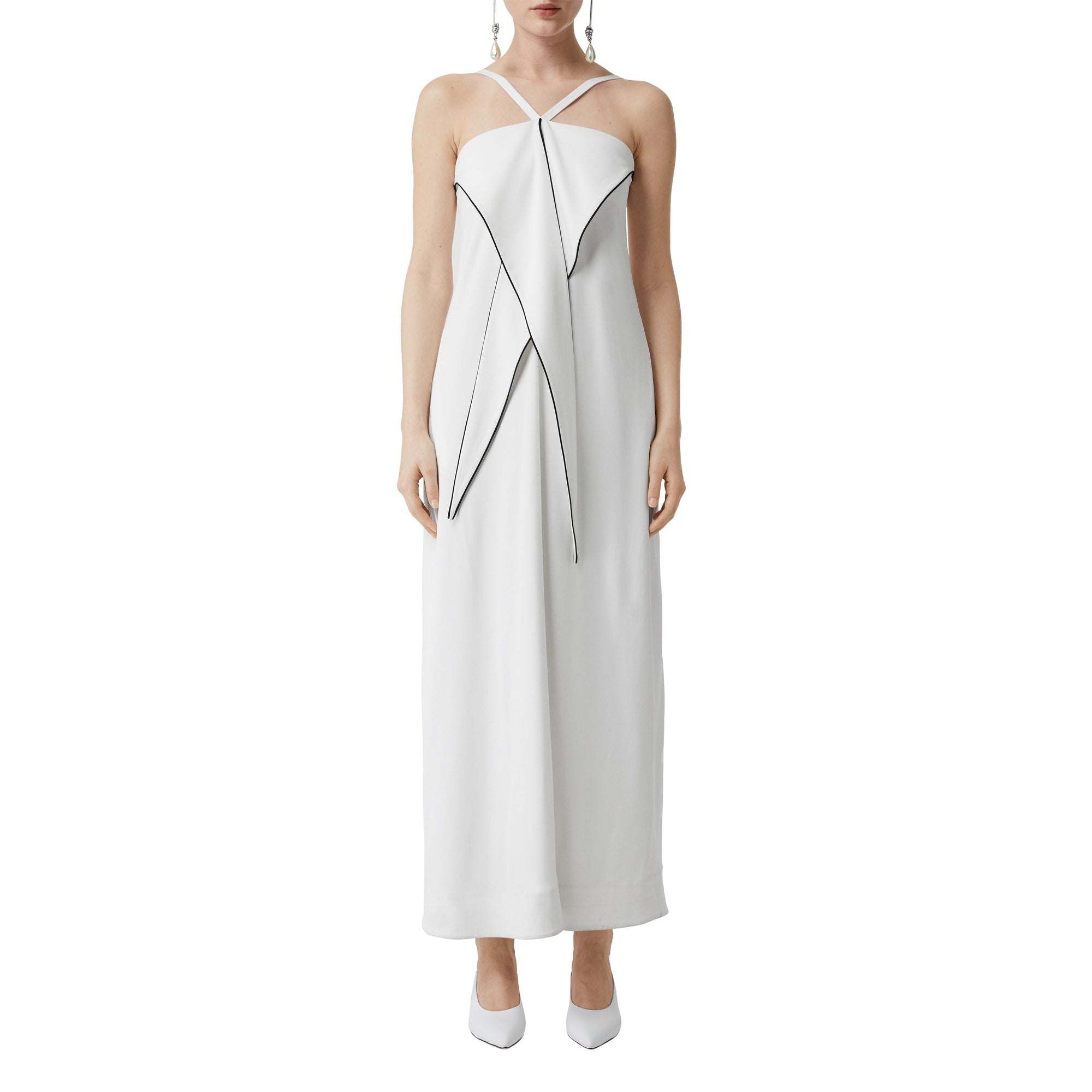 Robe en jersey stretch à effet drapé - White