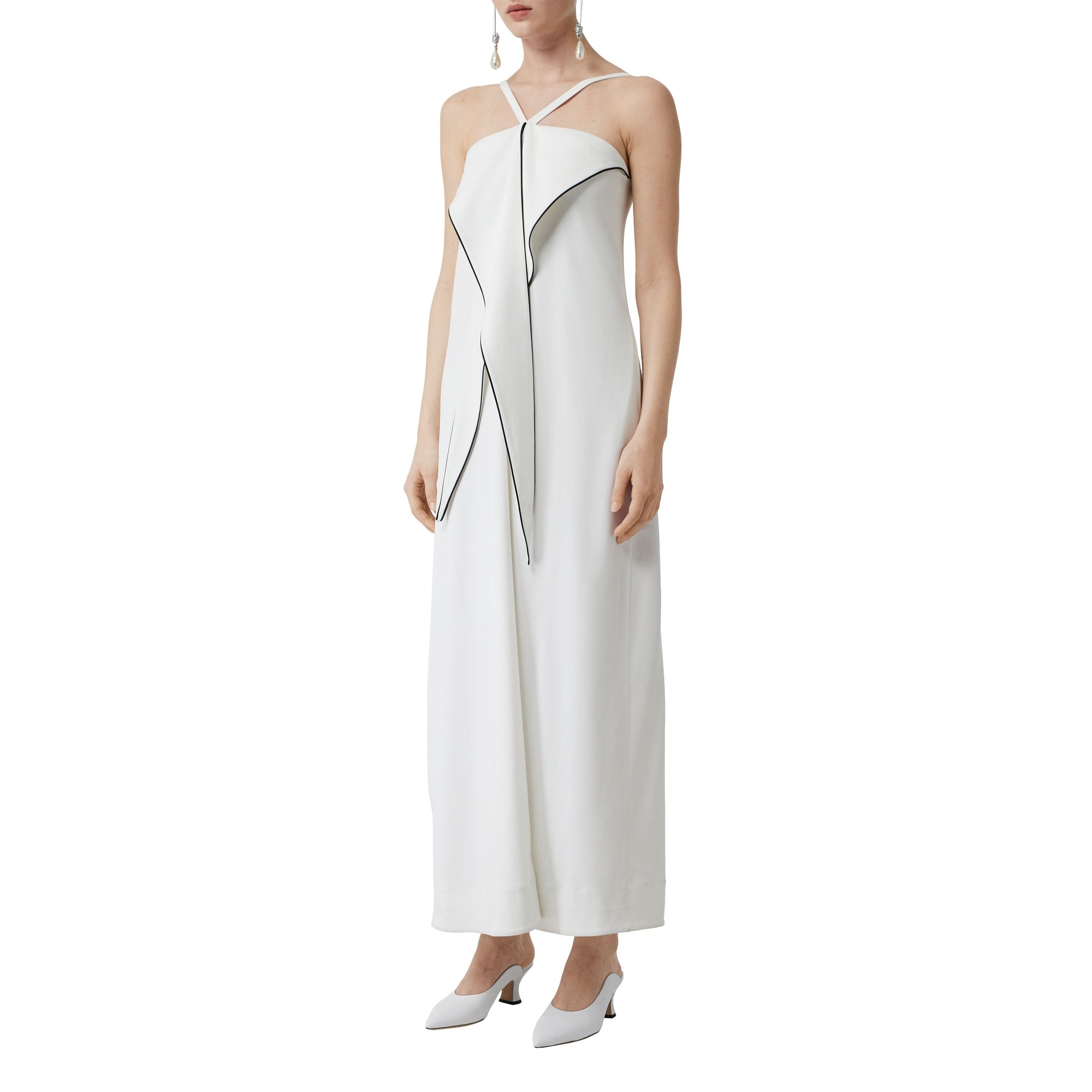 Robe en jersey stretch à effet drapé - White