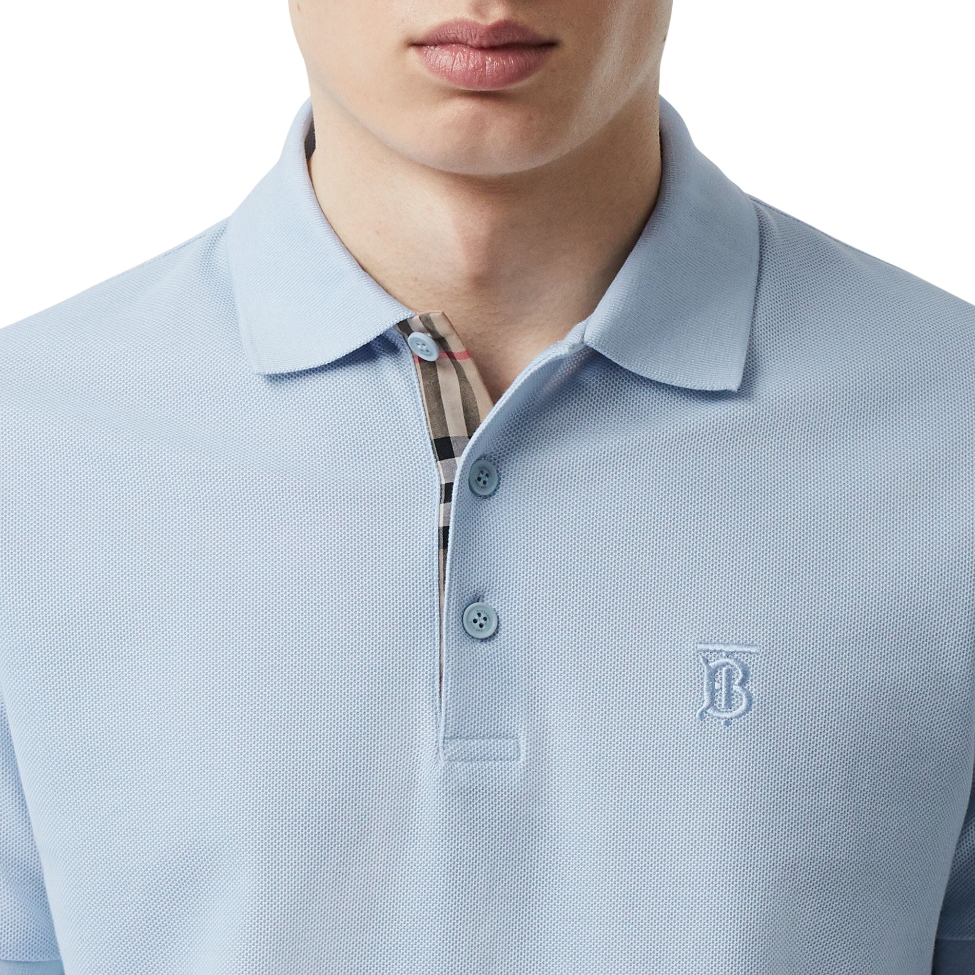 Polo en piqué de coton Monogram - Pale Blue