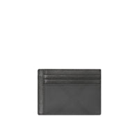 Porte-cartes London Check et cuir - Dark Charcoal