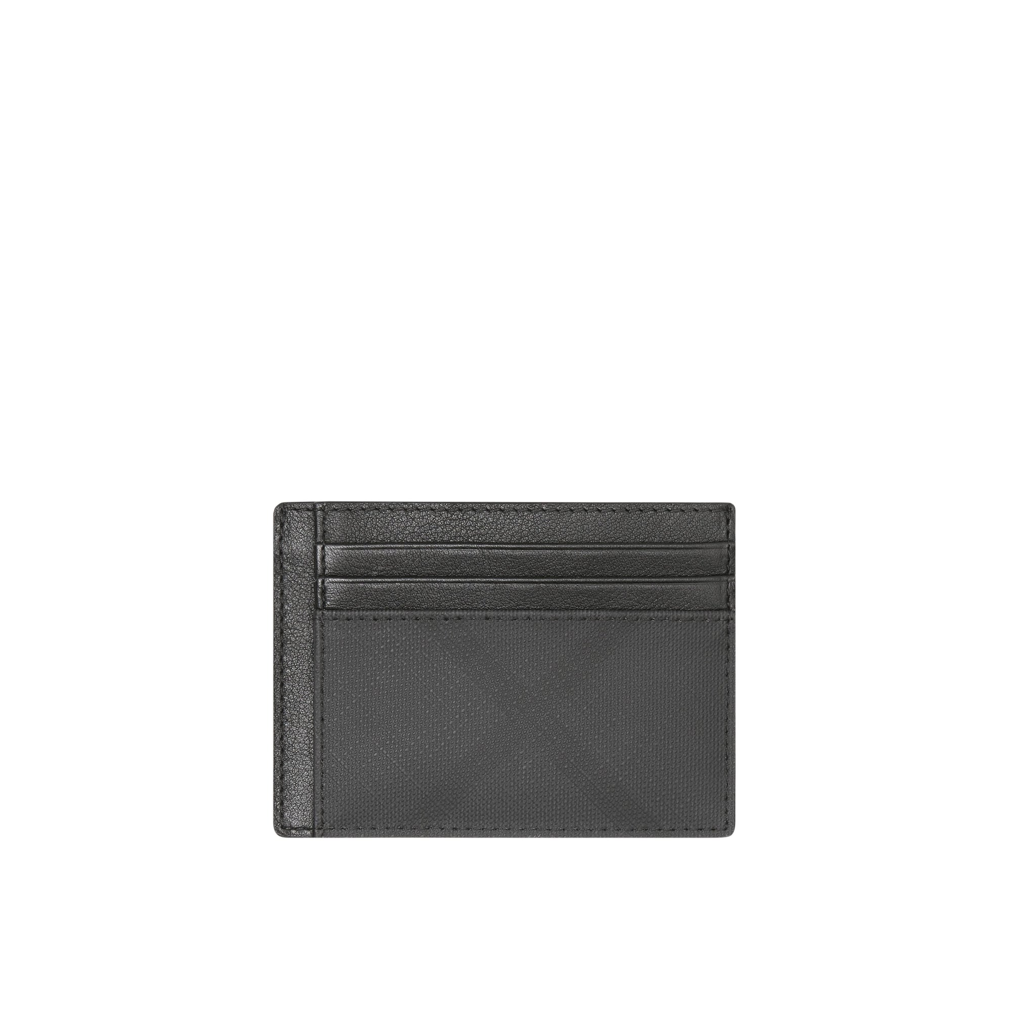 Porte-cartes London Check et cuir - Dark Charcoal