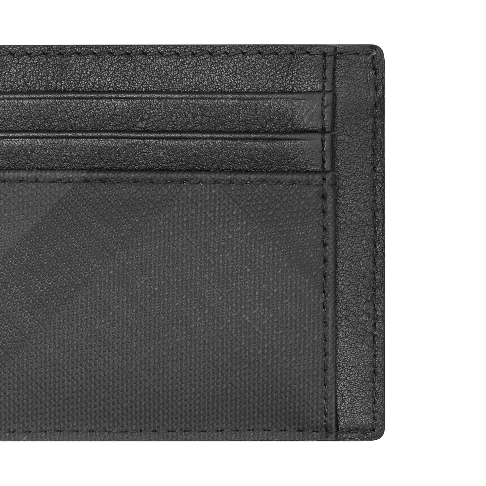 Porte-cartes London Check et cuir - Dark Charcoal