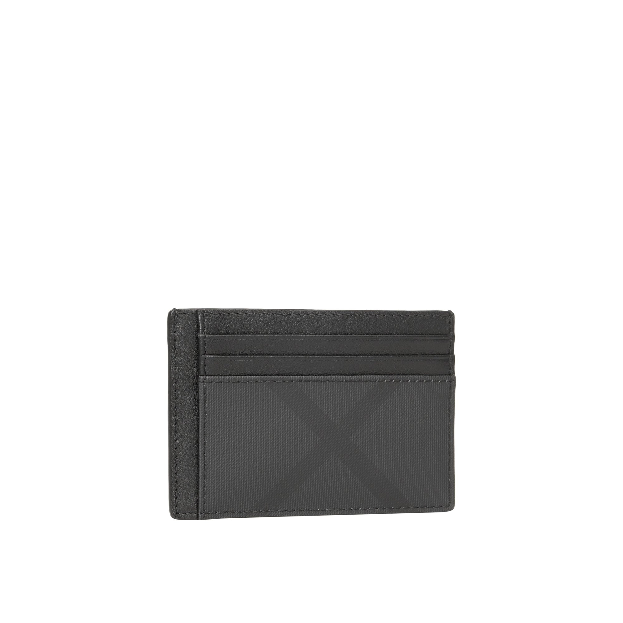 Porte-cartes London Check et cuir - Dark Charcoal