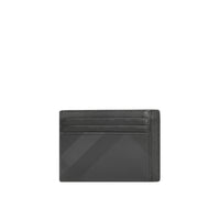 Porte-cartes London Check et cuir - Dark Charcoal