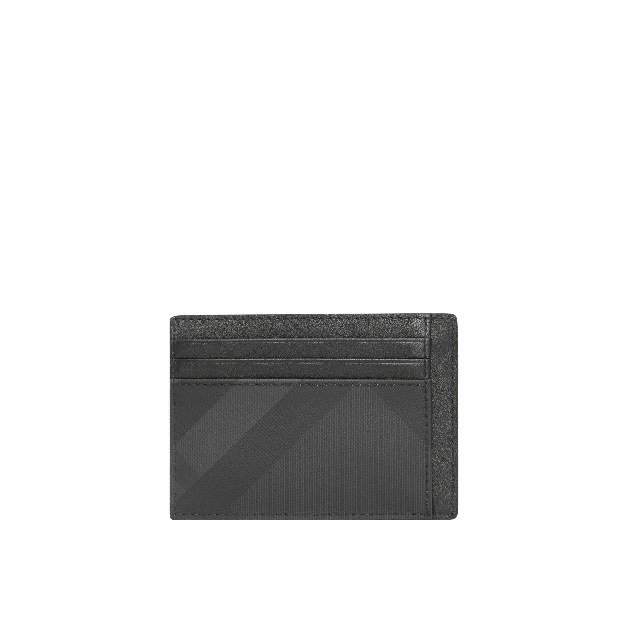 Porte-cartes London Check et cuir - Dark Charcoal