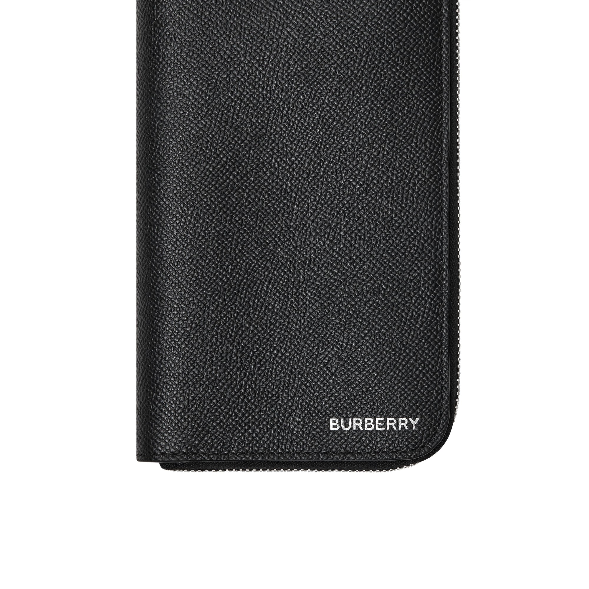 Portefeuille zippé en cuir grainé - Black