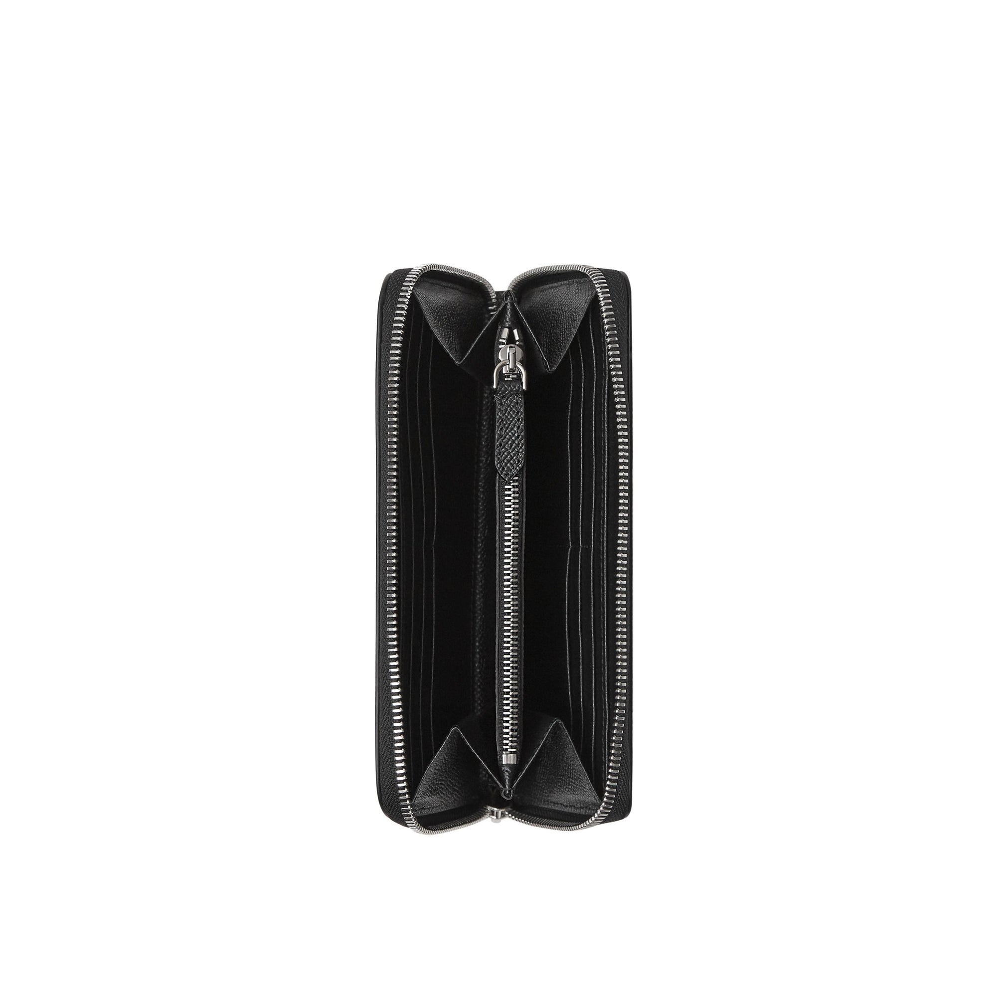 Portefeuille zippé en cuir grainé - Black