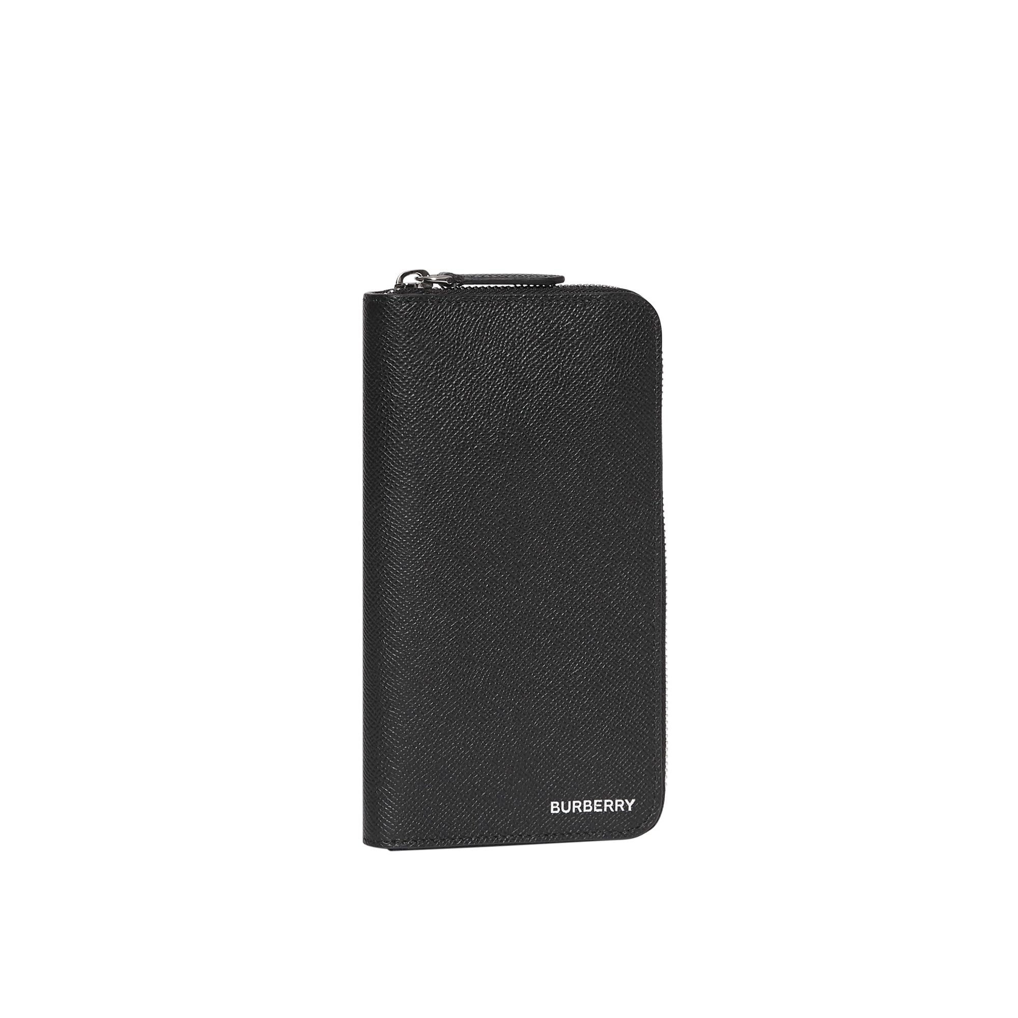 Portefeuille zippé en cuir grainé - Black