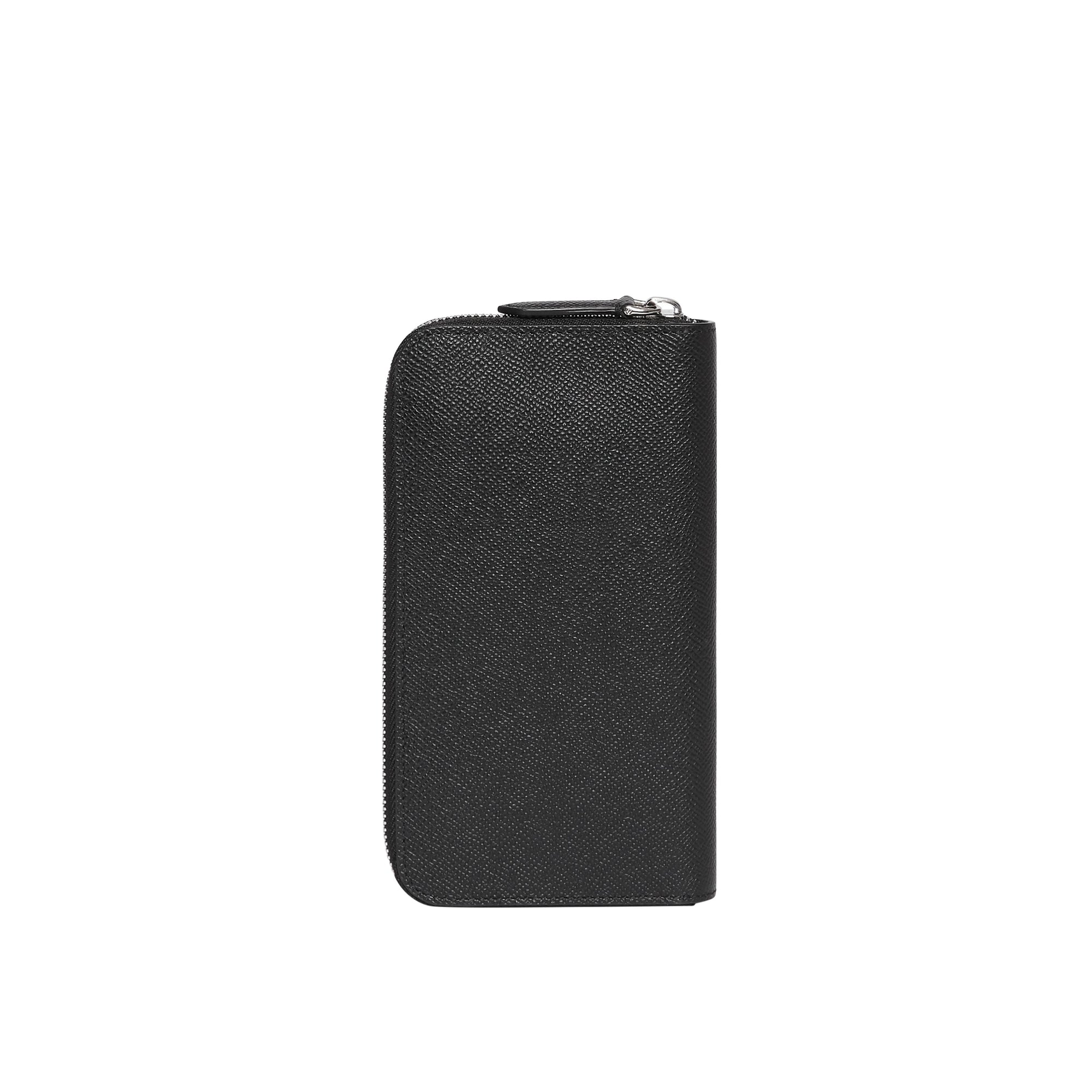 Portefeuille zippé en cuir grainé - Black