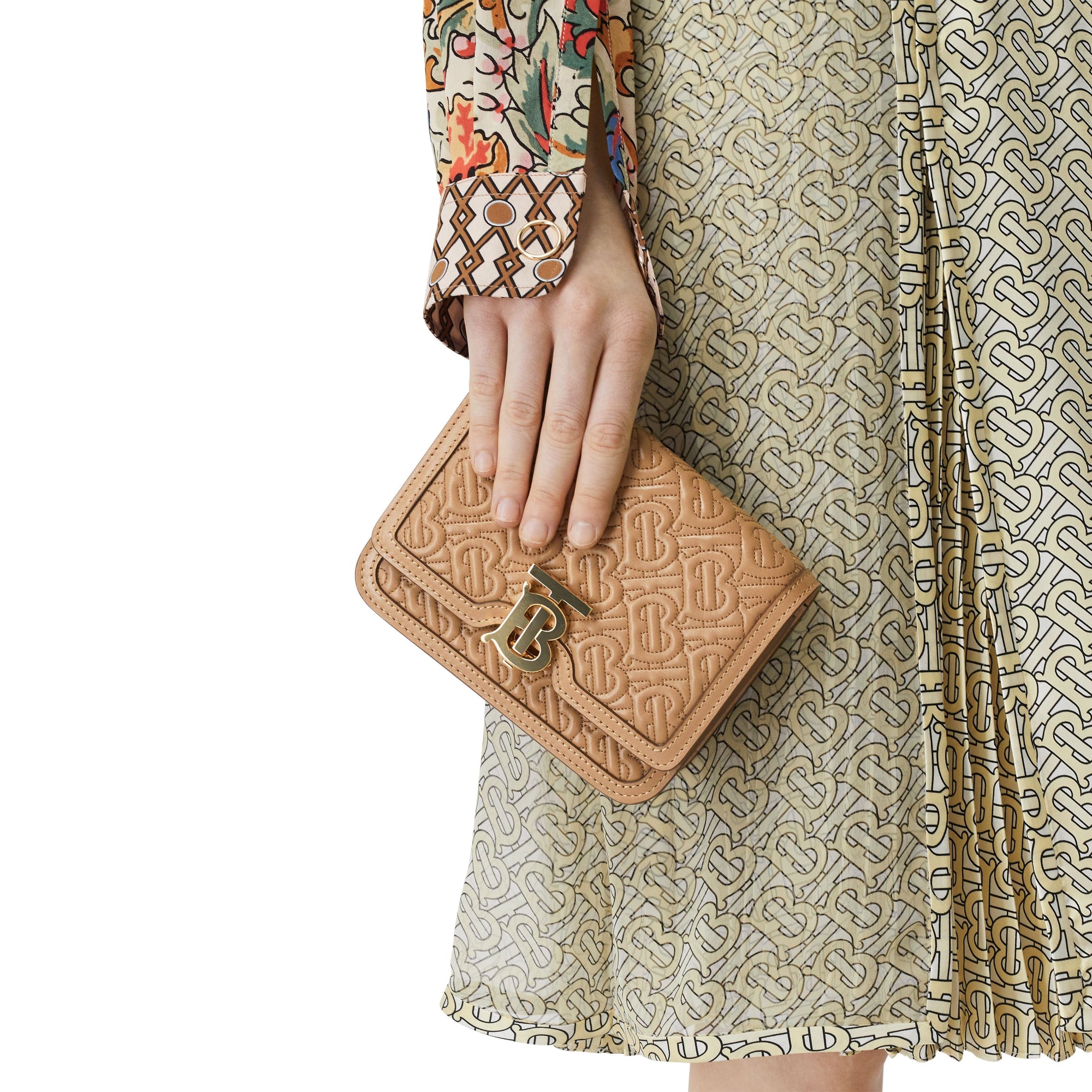 Sac ceinture TB en cuir d'agneau Monogram matelassé - Honey