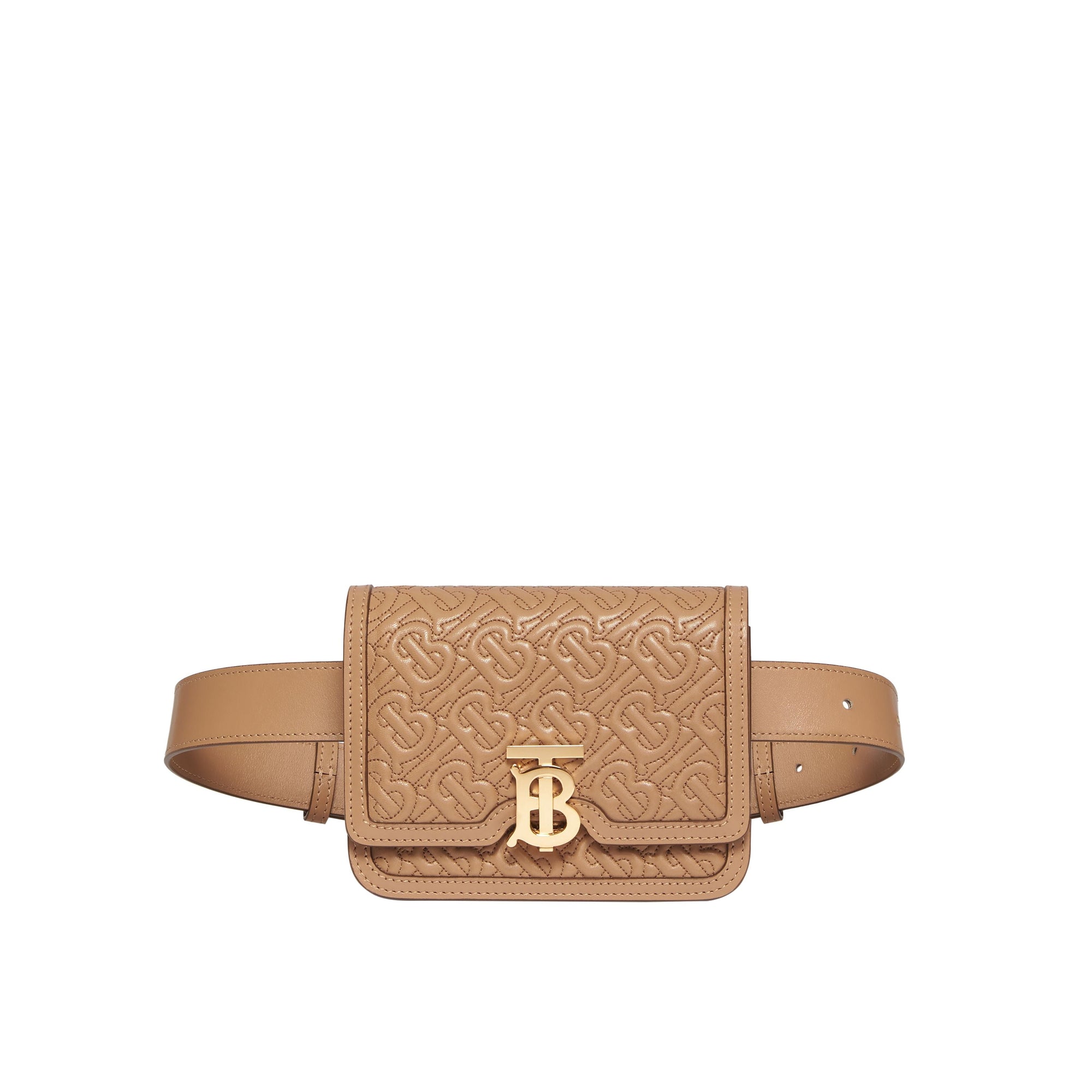 Sac ceinture TB en cuir d'agneau Monogram matelassé - Honey