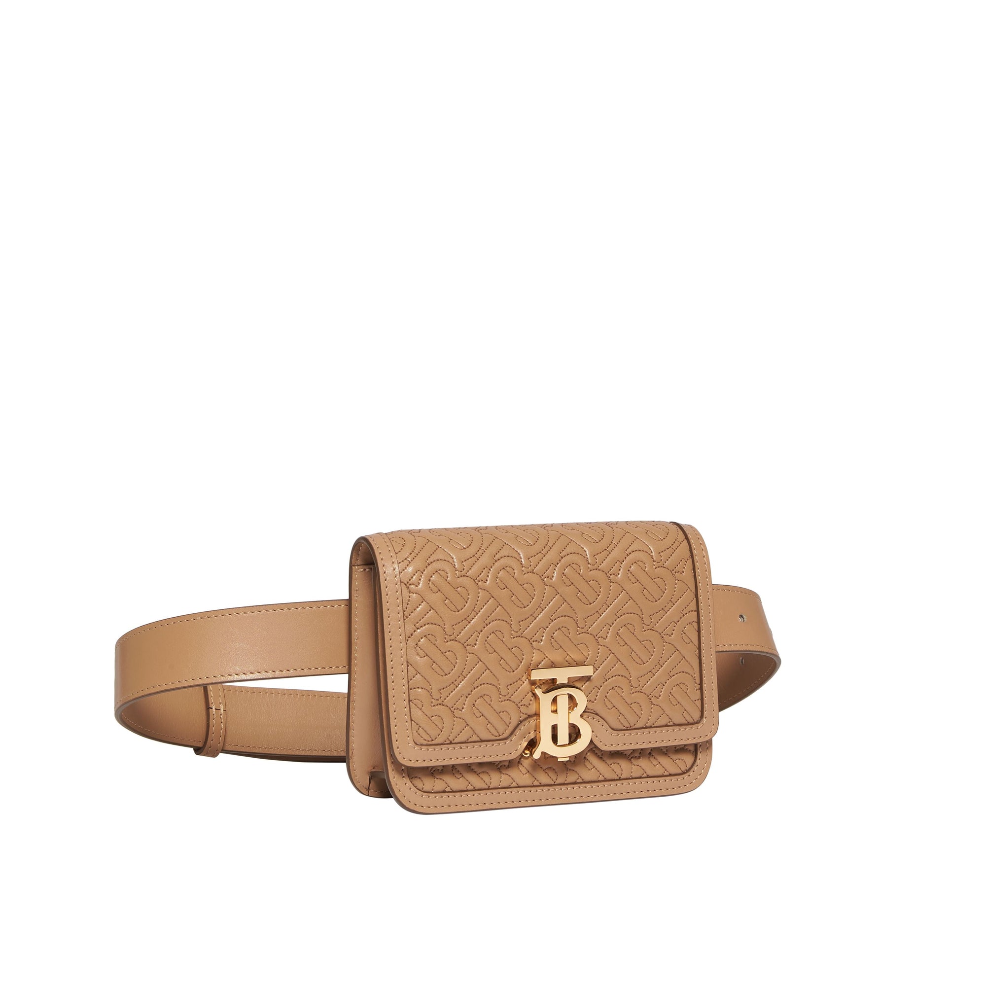 Sac ceinture TB en cuir d'agneau Monogram matelassé - Honey