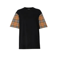 T-shirt en coton à manches Vintage Check - Black