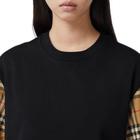 T-shirt en coton à manches Vintage Check - Black