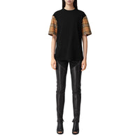 T-shirt à manches et motif Vintage check - Black
