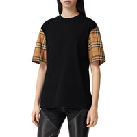 T-shirt en coton à manches Vintage Check - Black