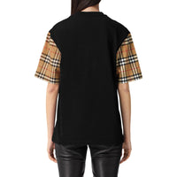 T-shirt en coton à manches Vintage Check - Black