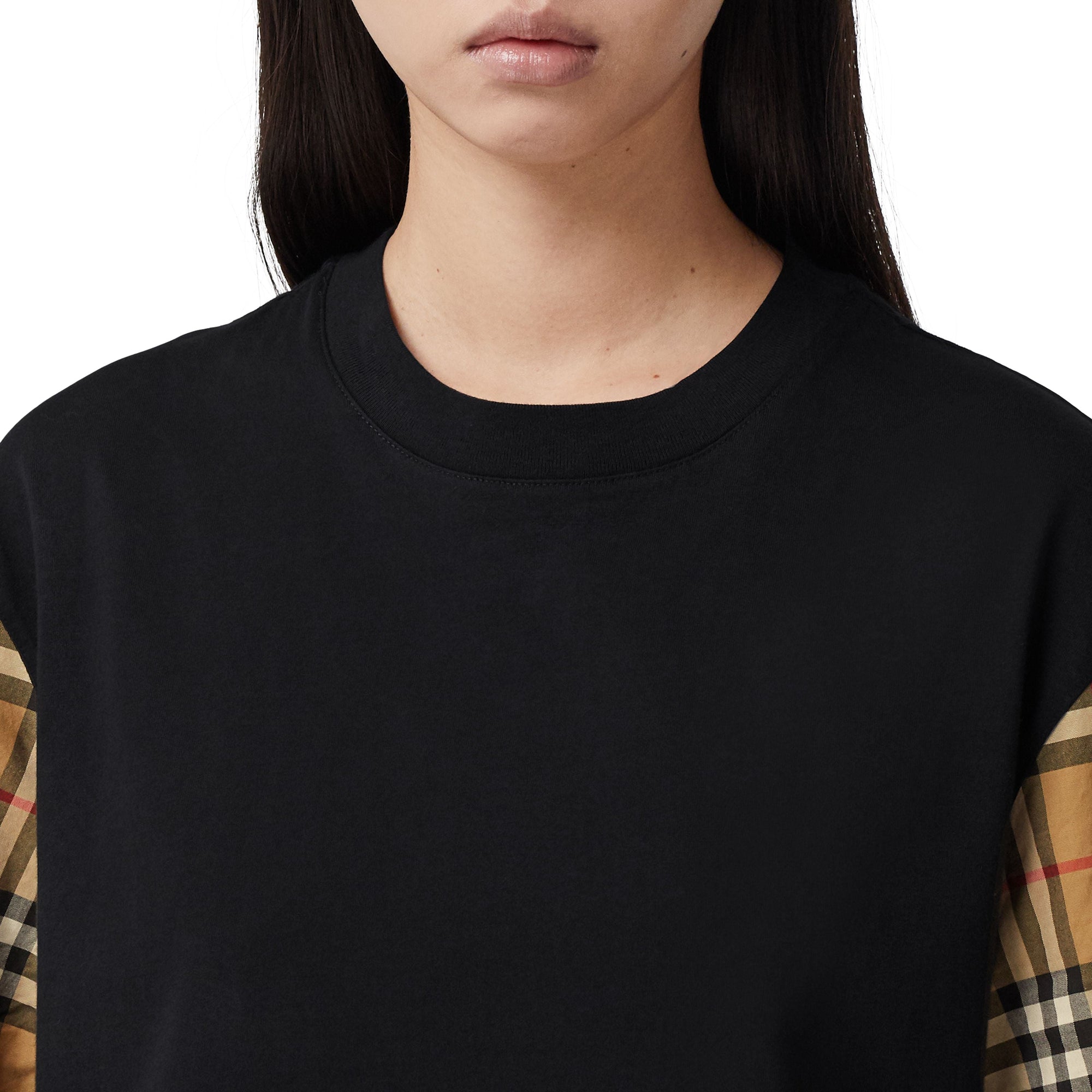 T-shirt à manches et motif Vintage check - Black