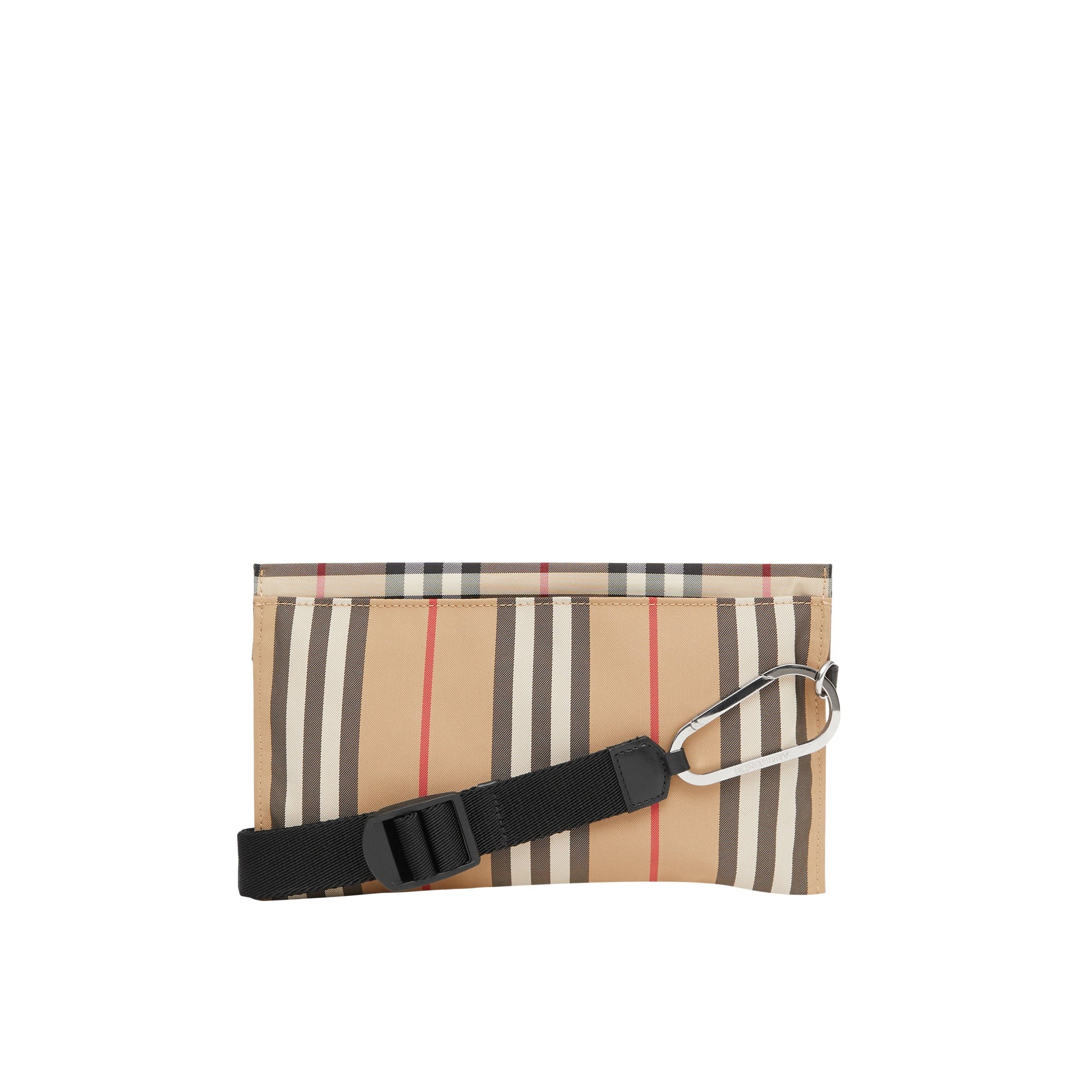 Pochette zippée à rayures iconiques et logo - Archive Beige