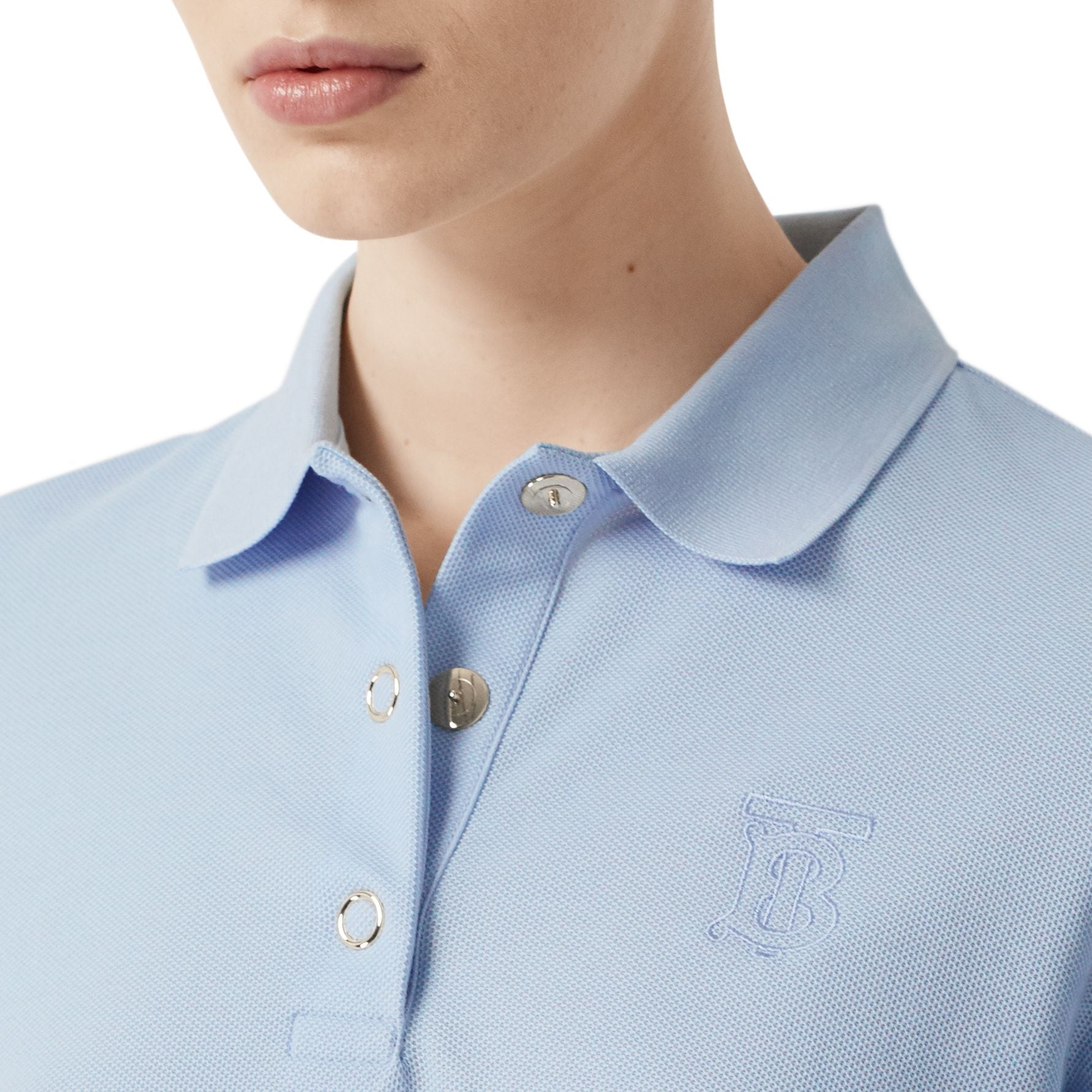 Polo en piqué de coton Monogram - Pale Blue