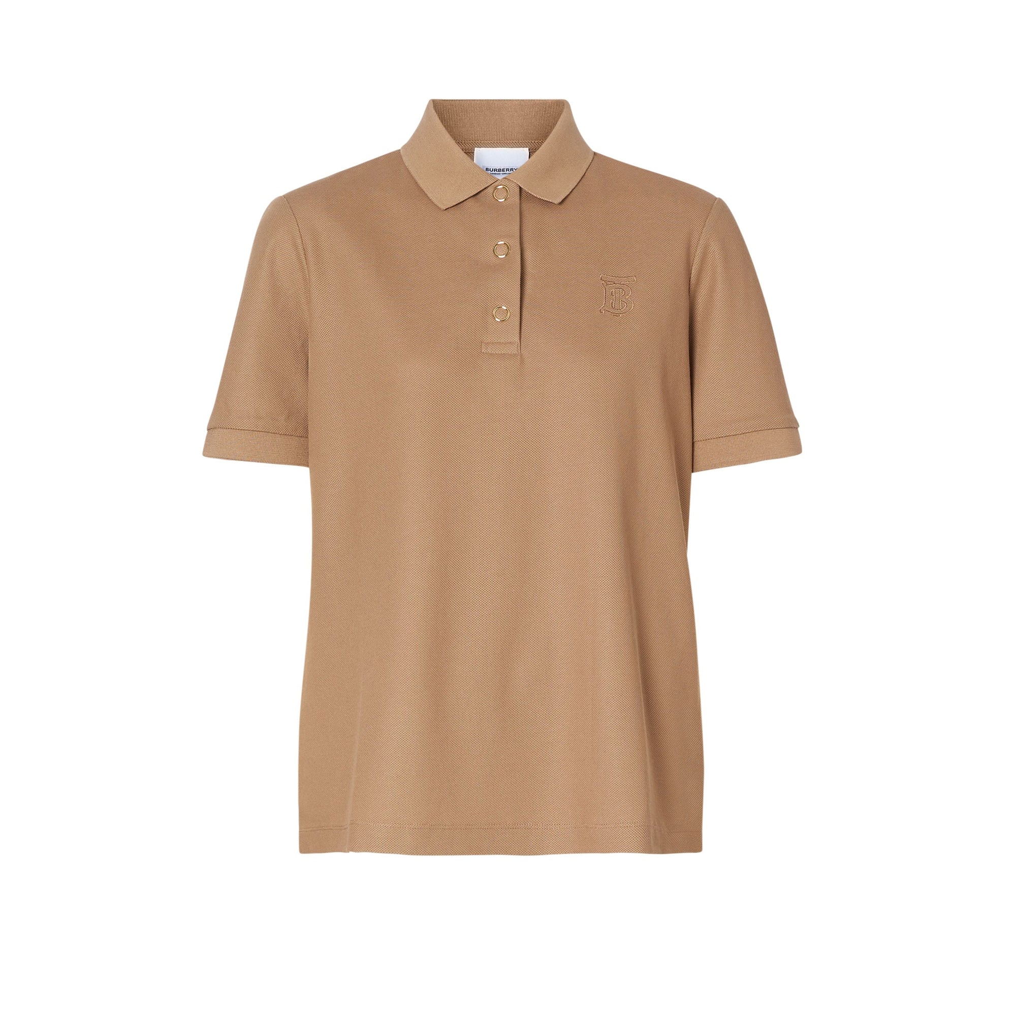 Polo en piqué de coton Monogram - Camel