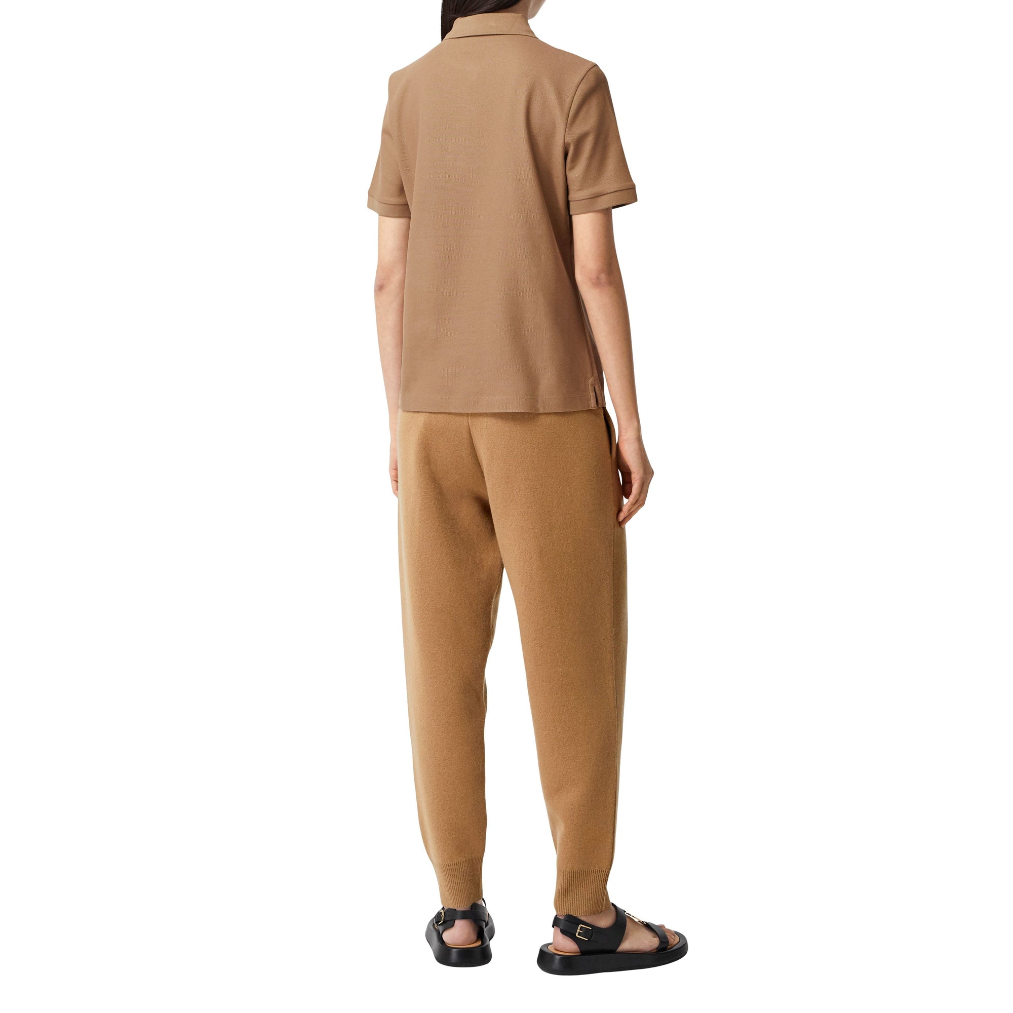 Polo en piqué de coton Monogram - Camel