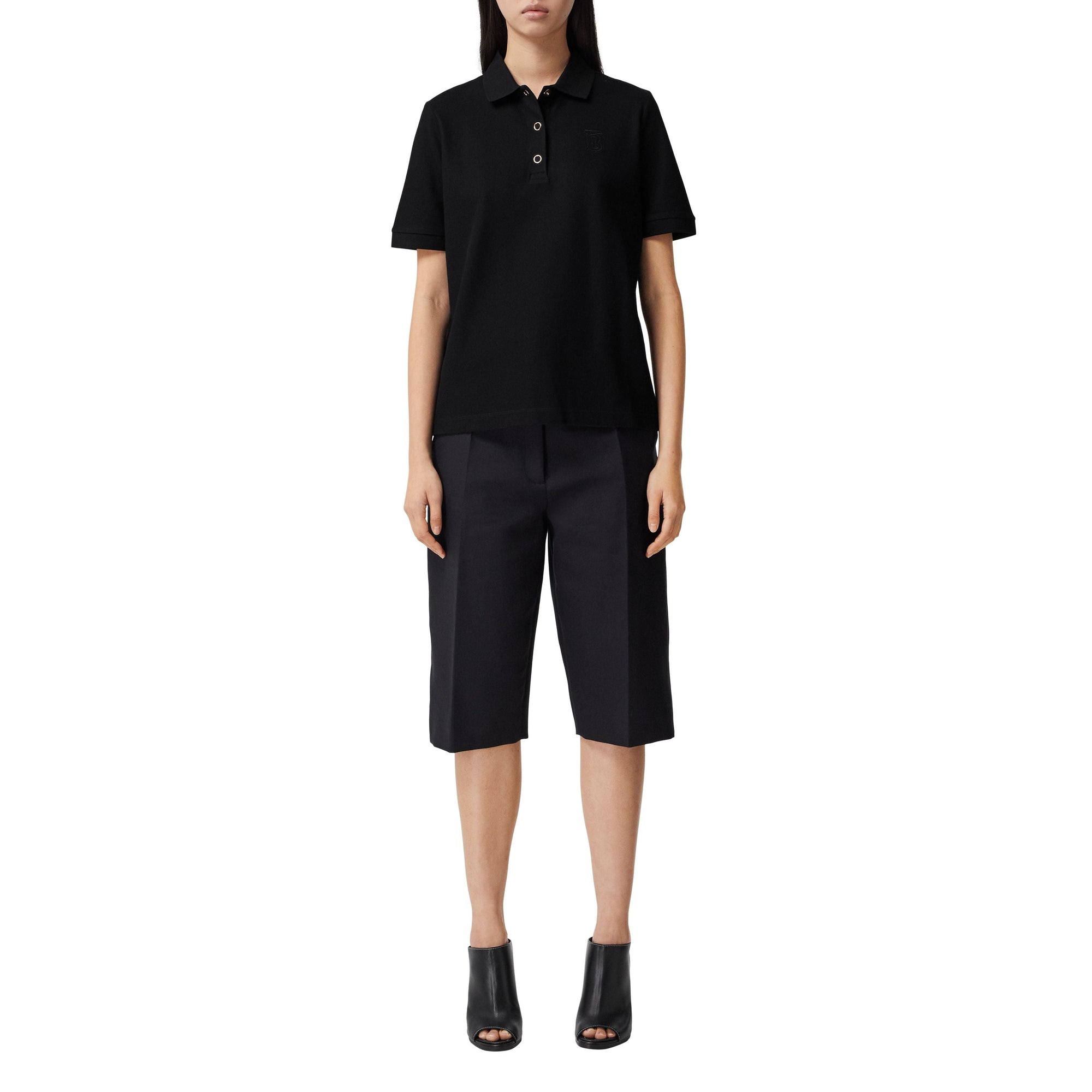 Polo en piqué de coton Monogram - Black