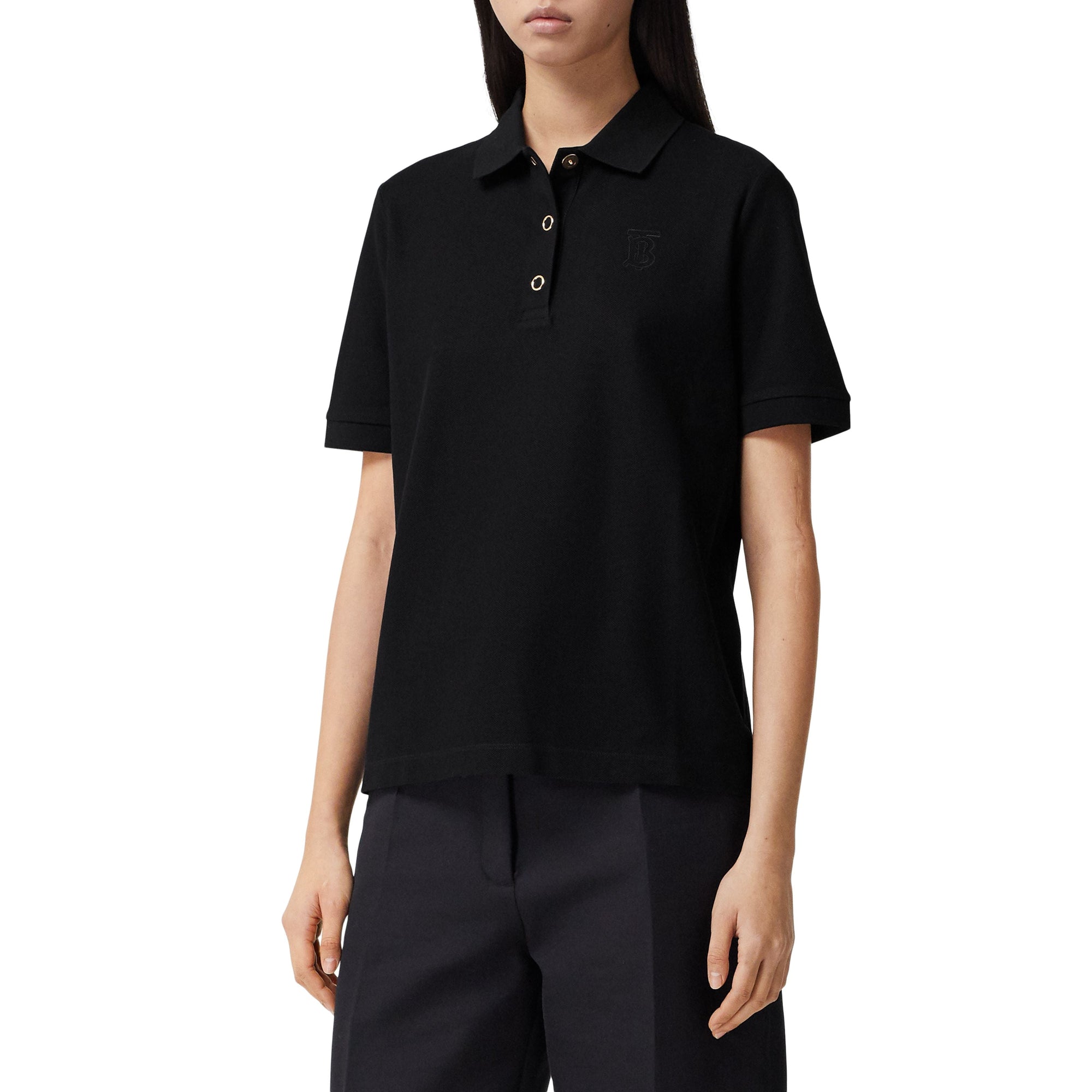 Polo en piqué de coton Monogram - Black