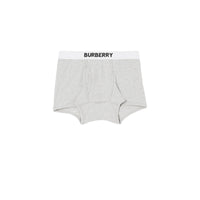 Boxer en coton stretch à logo - Pale Grey Melange
