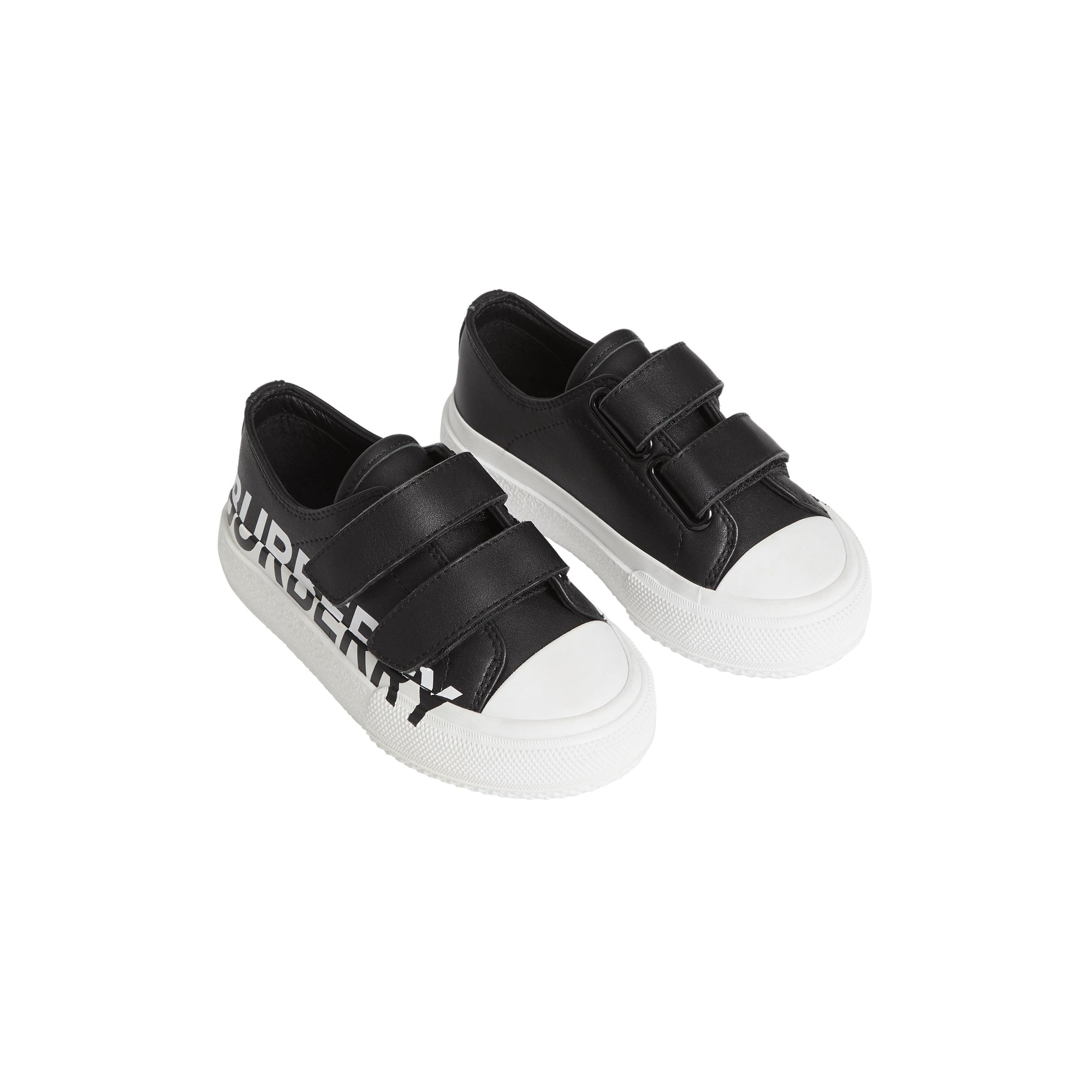 Sneakers en cuir bicolore à logo - Black & Optic White