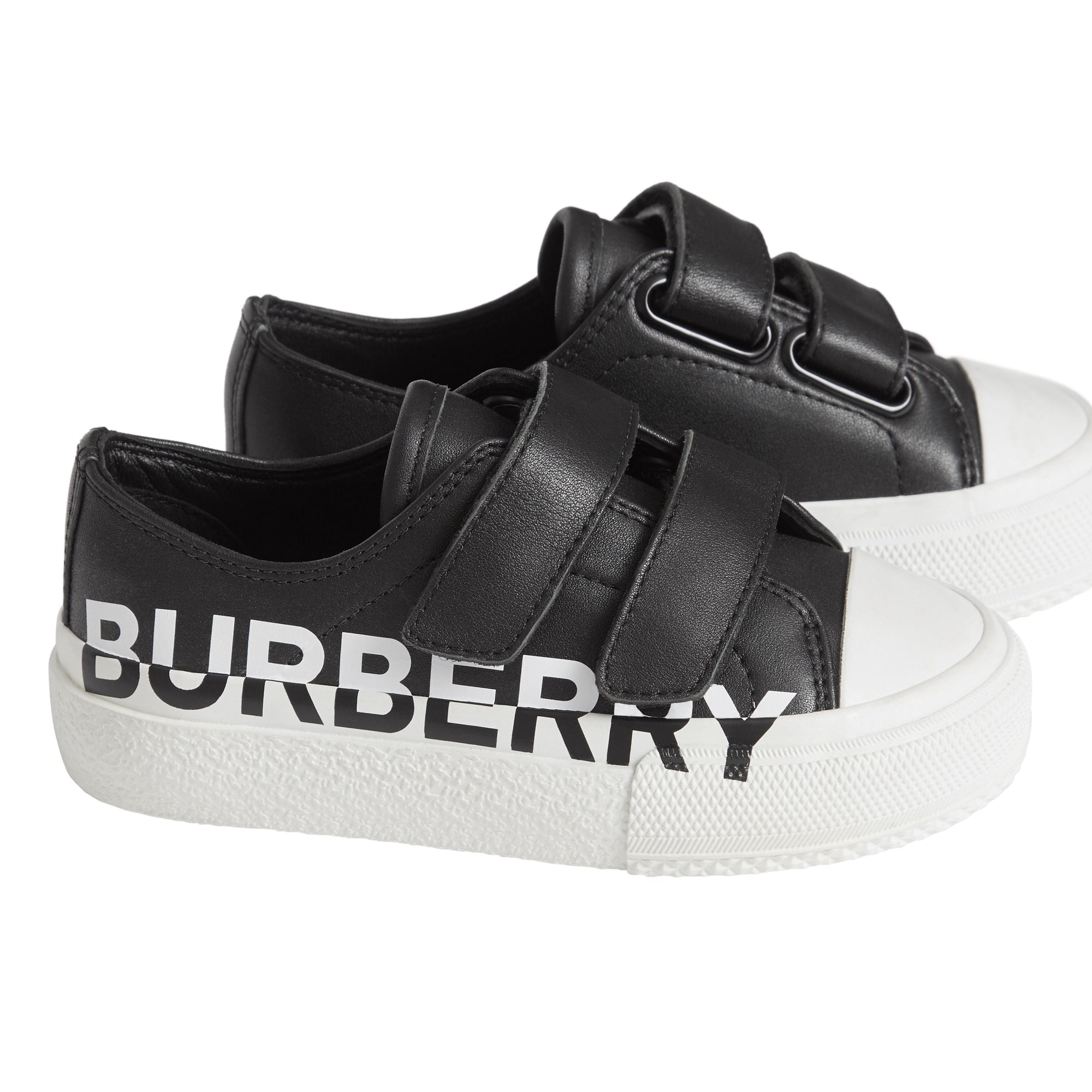 Sneakers en cuir bicolore à logo - Black & Optic White
