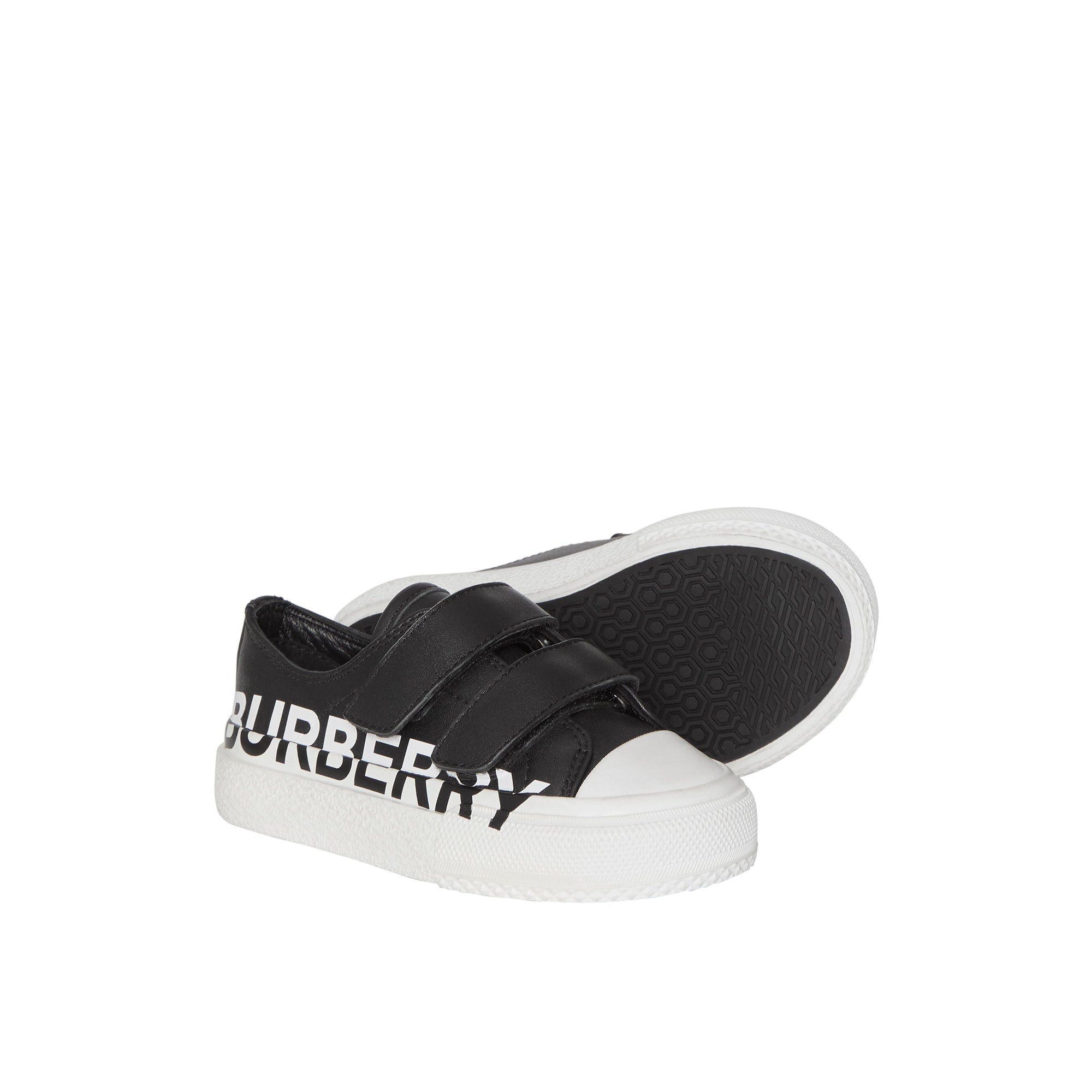 Sneakers en cuir bicolore à logo - Black & Optic White