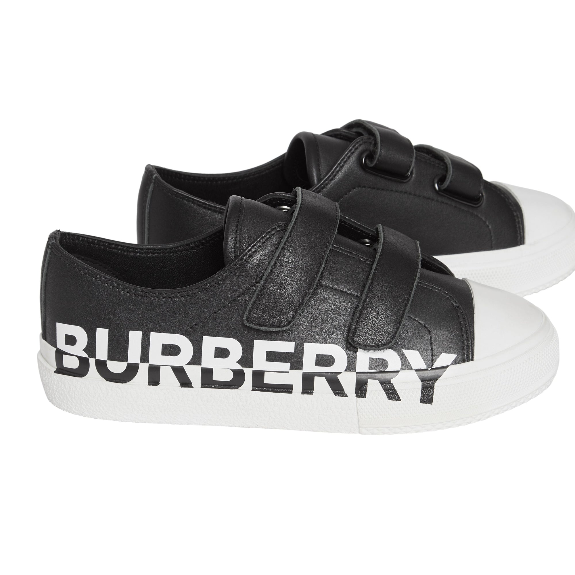 Sneakers en cuir bicolore avec logo - Black & Optic White