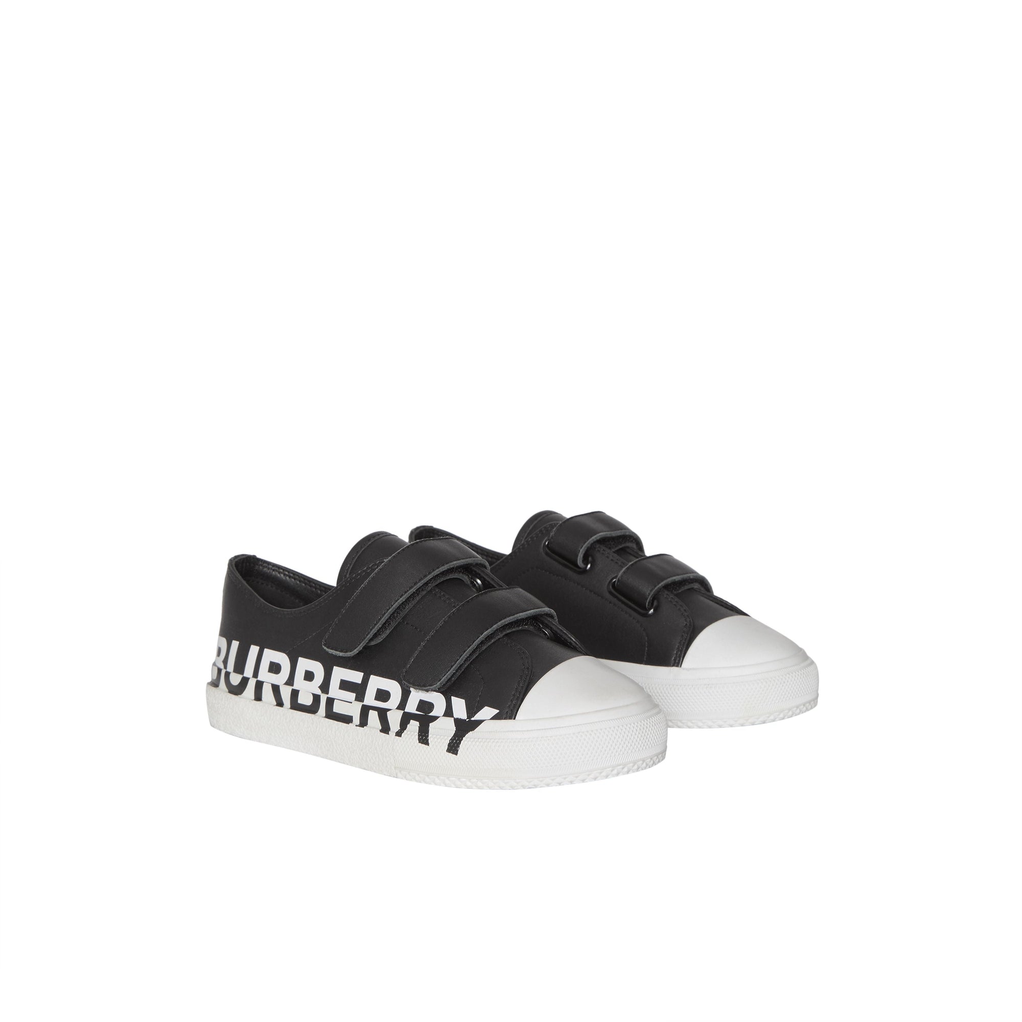 Sneakers en cuir bicolore avec logo - Black & Optic White