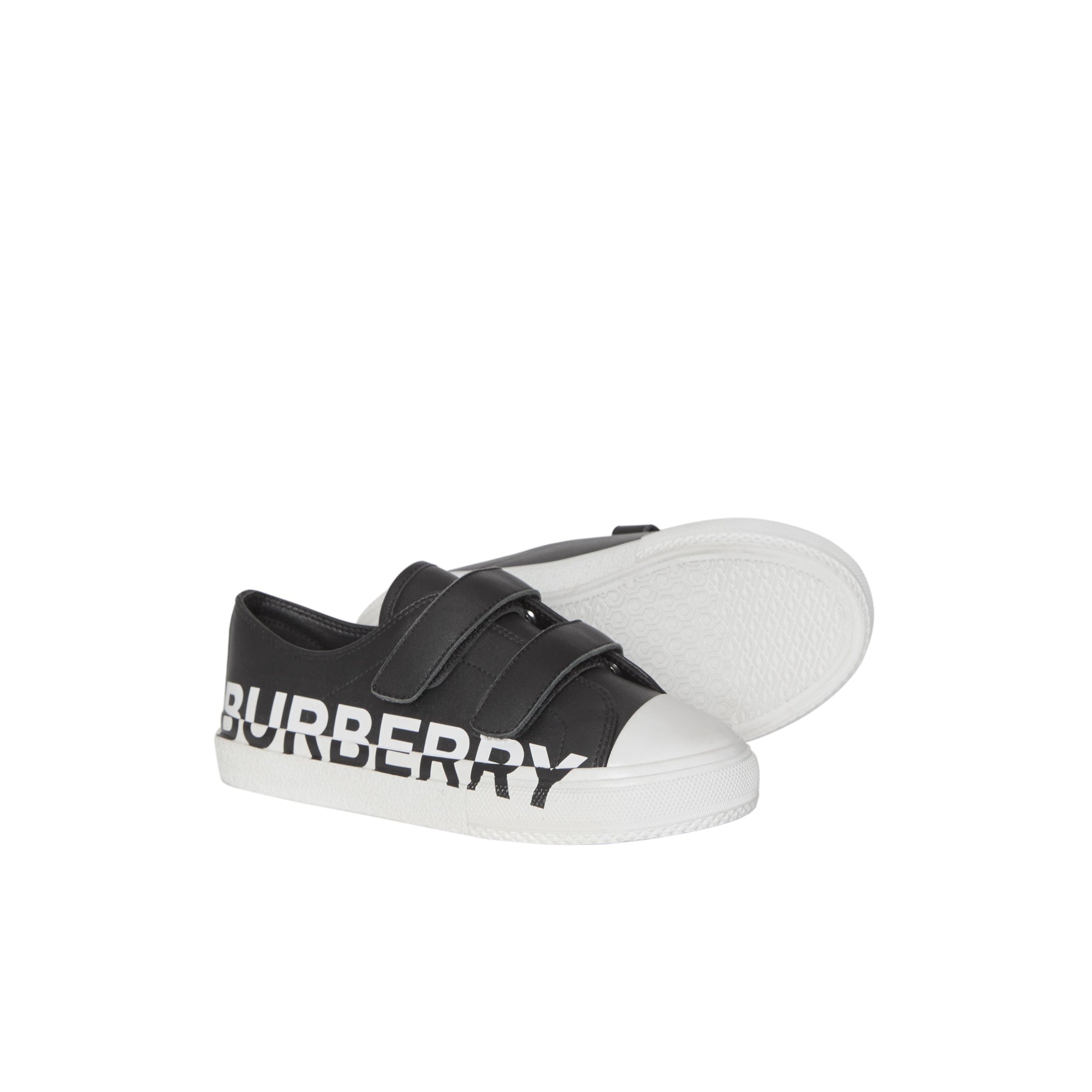 Sneakers en cuir bicolore avec logo - Black & Optic White